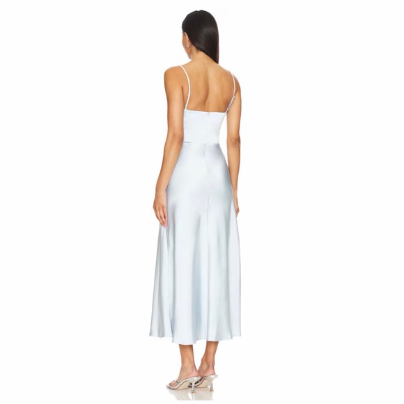 KATIE MAY x REVOLVE NWT Celestial Blue Satin Flora Midi Dress XS - Picture 3 of 15